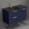 Wall Mounted Bathroom Vanity, Modern, Blue, 36